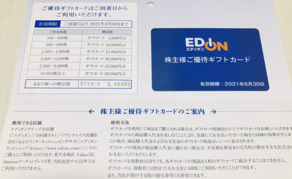 エディオン　EDION　株主優待　62,000円分